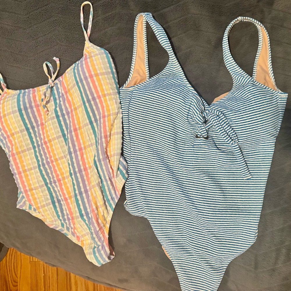 Striped Kids One Piece Swimsuit Set